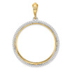 14k Two-tone Gold A Diamond Circle 32.7mm Prong Coin Bezel Pendant 2006