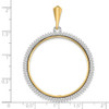 14k Two-tone Gold A Diamond Circle 32.7mm Prong Coin Bezel Pendant 2006