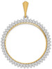 14k Two-tone Gold A Diamond Circle 32.7mm Prong Coin Bezel Pendant