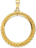 14k Yellow Gold Casted Rope 32.7mm Screw Top Coin Bezel Pendant