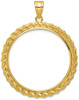 14k Yellow Gold Casted Rope 32.7mm Prong Coin Bezel Pendant