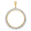 14k Two-tone Gold AAA Diamond Circle 32.7mm Prong Coin Bezel Pendant