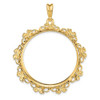 14k Yellow Gold Flower Blossom 32.7mm Prong Coin Bezel Pendant