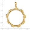 14k Yellow Gold Flower Blossom 32.7mm Prong Coin Bezel Pendant