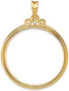 14k Yellow Gold Triple Circle Top 32.7mm Prong Coin Bezel Pendant