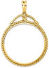 14k Yellow Gold Western Rope 32.7mm Prong Coin Bezel Pendant