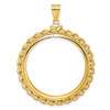 14k Yellow Gold Polished Wide Twisted Wire Screw top 32.7mm Coin Bezel Pendant