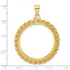 14k Yellow Gold Polished Wide Twisted Wire Screw top 32.7mm Coin Bezel Pendant