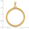 14k Yellow Gold 3mm Wheat Chain Screw Top 32.7mm Coin Bezel Pendant