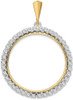 14k Two-tone Gold AA Diamond 32mm Prong Coin Bezel Pendant