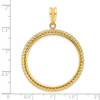 14k Yellow Gold 32mm Twisted Wire Prong Coin Bezel Pendant