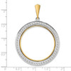 14k Two-tone Gold Channel Set AAA Diamond 32mm Prong Coin Bezel Pendant