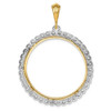 14k Two-tone Gold A Diamond 32mm Prong Coin Bezel Pendant