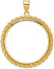 14k Yellow Gold Casted Rope 32mm Prong Coin Bezel Pendant