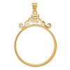 14k Yellow Gold French Scroll Screw Top 32mm Coin Bezel Pendant