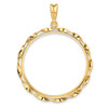 14k Yellow Gold Hand Twisted Ribbon 32mm Prong Coin Bezel Pendant