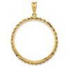 14k Yellow Gold 2mm Rope Edge 34.2mm Prong Coin Bezel Pendant