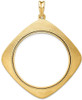 14k Yellow Gold 34.2mm Textured & Beaded Kite-Shape Prong Coin Bezel Pendant