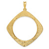 14k Yellow Gold 34.2mm Textured & Beaded Kite-Shape Prong Coin Bezel Pendant