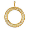 14k Yellow Gold 34.2mm Greek Key w/ Rope Border Prong Coin Bezel Pendant