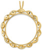 14k Yellow Gold 34.2mm Fancy Twisted Ribbon Prong Coin Bezel Pendant