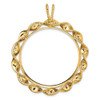 14k Yellow Gold 34.2mm Fancy Twisted Ribbon Prong Coin Bezel Pendant