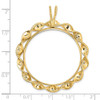 14k Yellow Gold 34.2mm Fancy Twisted Ribbon Prong Coin Bezel Pendant