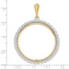 14k Two-tone Gold A Diamond 34.2mm Prong Coin Bezel Pendant