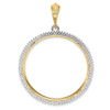 14k Two-tone Gold AAA Diamond Circle 34.2mm Prong Coin Bezel Pendant 2006