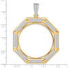 14k Two-tone Gold AAA Diamond Octagonal 34.2mm Prong Coin Bezel Pendant
