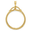 14k Yellow Gold Western Rope 34.2mm Prong Coin Bezel Pendant