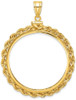 14k Yellow Gold 2mm Rope Screw Top 37mm Coin Bezel Pendant