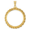 14k Yellow Gold 2mm Rope Screw Top 37mm Coin Bezel Pendant