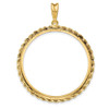 14k Yellow Gold 2mm Rope Edge 37mm Prong Coin Bezel Pendant