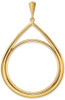 14k Yellow Gold 37mm Polished Teardrop Shaped Prong Coin Bezel Pendant