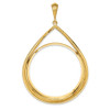 14k Yellow Gold 37mm Polished Teardrop Shaped Prong Coin Bezel Pendant