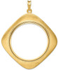 14k Yellow Gold 37mm Textured & Beaded Kite-Shape Prong Coin Bezel Pendant