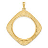 14k Yellow Gold 37mm Textured & Beaded Kite-Shape Prong Coin Bezel Pendant