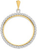 14k Two-tone Gold A Diamond 37mm Prong Coin Bezel Pendant