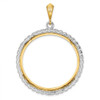 14k Two-tone Gold A Diamond 37mm Prong Coin Bezel Pendant