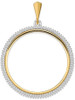 14k Two-tone Gold AAA Diamond Circle 37mm Prong Coin Bezel Pendant