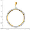 14k Two-tone Gold AAA Diamond Circle 37mm Prong Coin Bezel Pendant