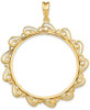 14k Yellow Gold Polished Curved Scroll 37mm Prong Coin Bezel Pendant