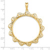 14k Yellow Gold Polished Curved Scroll 37mm Prong Coin Bezel Pendant