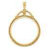 14k Yellow Gold Western Rope 37mm Prong Coin Bezel Pendant