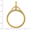 14k Yellow Gold Western Rope 37mm Prong Coin Bezel Pendant