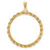 14k Yellow Gold 39.5mm Handmade 3mm Rope Screw Top Coin Bezel Pendant