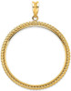 14k Yellow Gold 39.5mm Twisted Wire Prong Coin Bezel Pendant