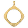 14k Yellow Gold 39.5mm Textured & Beaded Kite-Shape Prong Coin Bezel Pendant