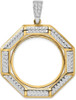 14k Two-tone Gold AAA Diamond Octagonal Prong 27.0mm Coin Bezel Pendant